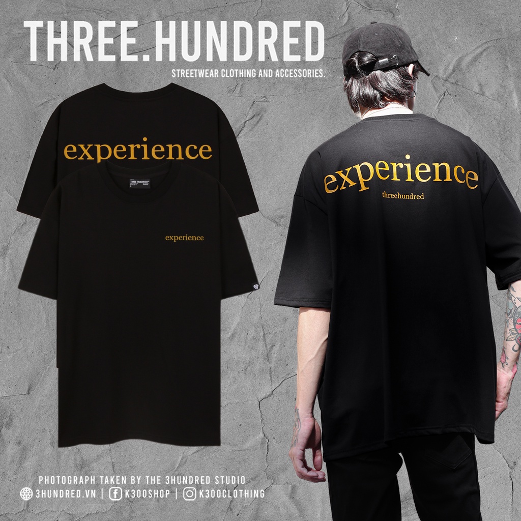 Áo Thun Đen In Chữ Experience Màu Cam Chất Liệu 100% Cotton Form Rộng Thoải Mái Unisex Nam Nữ