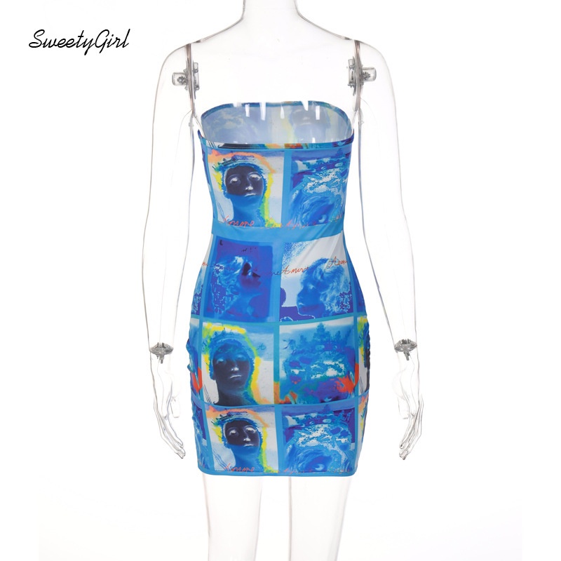 Đầm Ôm Cúp Ngực 2022 In Họa Tiết Quyến Rũ Cho Nữ