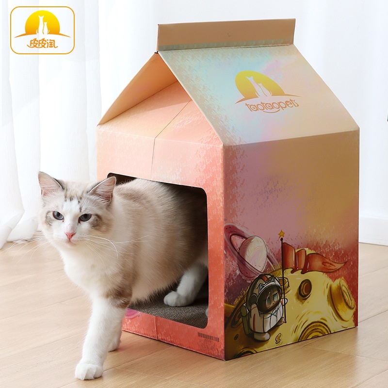Nhà cào móng dành cho mèo Taotaopet, chất liệu bìa carton, kích thước 51.5x31.5x31.5cm