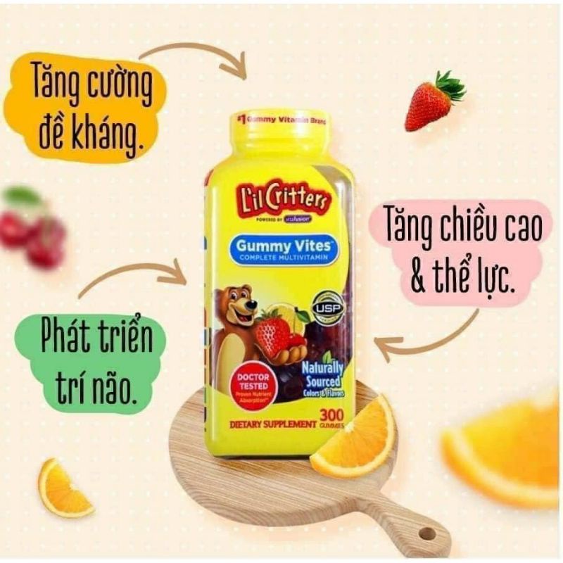 [5/2023] Kẹo gấu dẻo vitamin tăng sức đề kháng cho trẻ L'il Critters của Mỹ