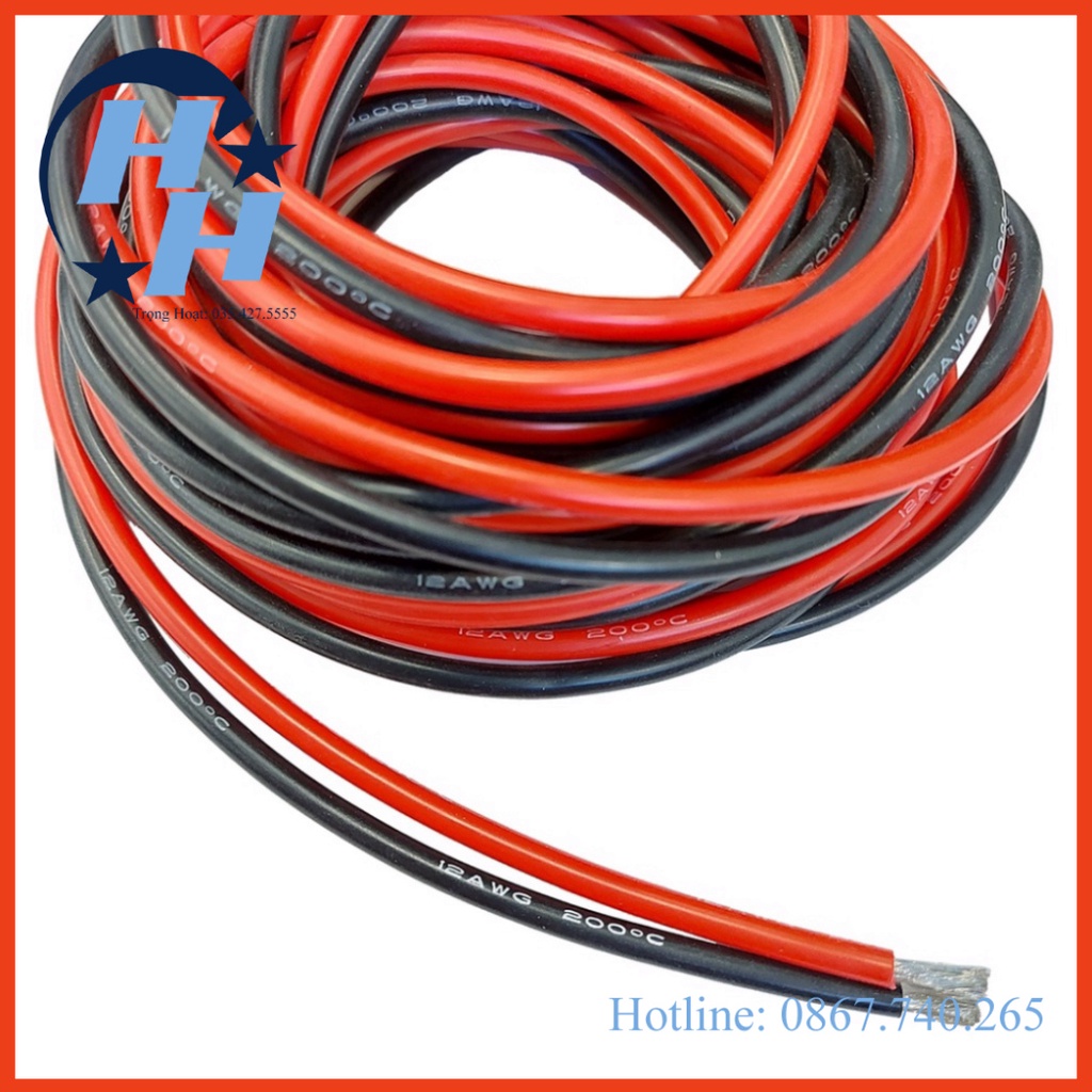 Dây Silicon 8 AWG chống cháy 8AWG chịu nhiệt - siêu dẻo siêu mềm chịu tải 190A