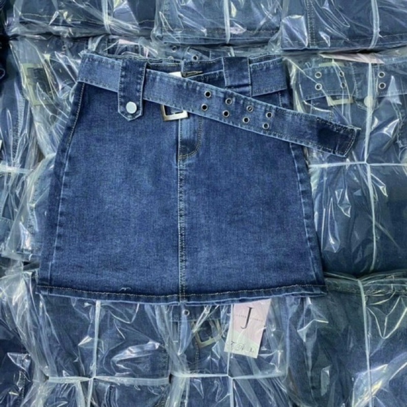 [Hot] CHÂN VÁY JEAN- CHÂN VÁY JEAN KÈM ĐAI NỊT CỰC PHONG CÁCH CÁ TÍNH SIZE S, M, L Chizi Shop