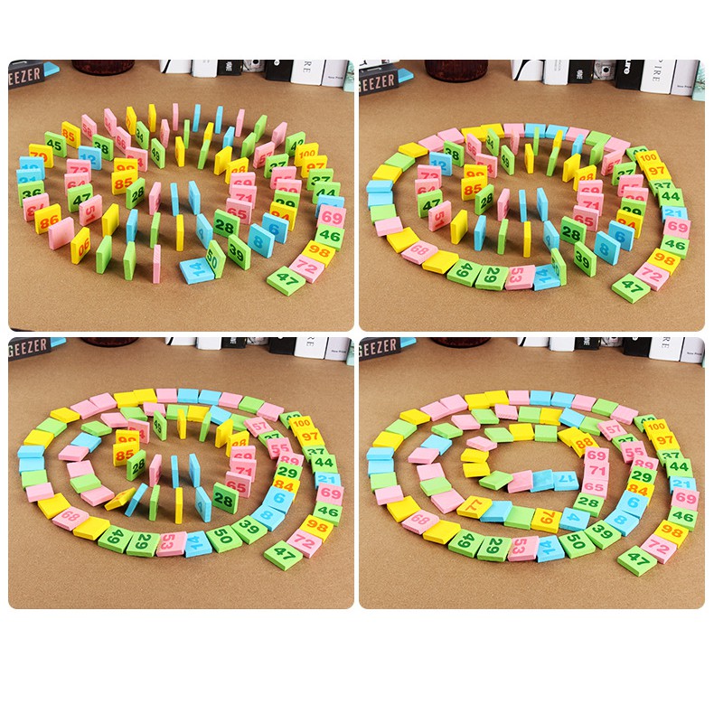 Đồ Chơi Gỗ Bộ 100 Domino Học Toán, Bộ 100 Domino Xếp Hình, Đồ Chơi Bằng Gỗ Tự Nhiên Cho Bé