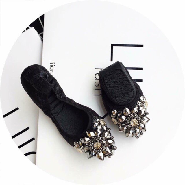 Giày nữ - Giày bệt - Giày bệt hoa đá chun mềm - GB104