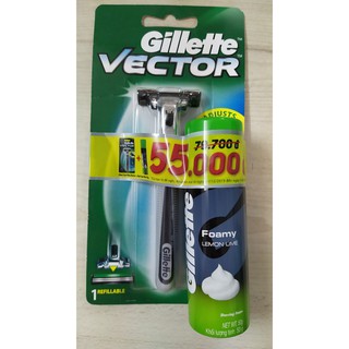 Combo Bàn Cạo Râu Gillette Vector + Bọt Cạo 50g