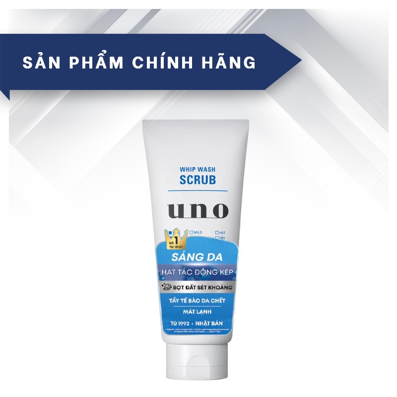 Sữa Rửa Mặt UNO Tạo Bọt Dạng Hạt Sáng Da 130g