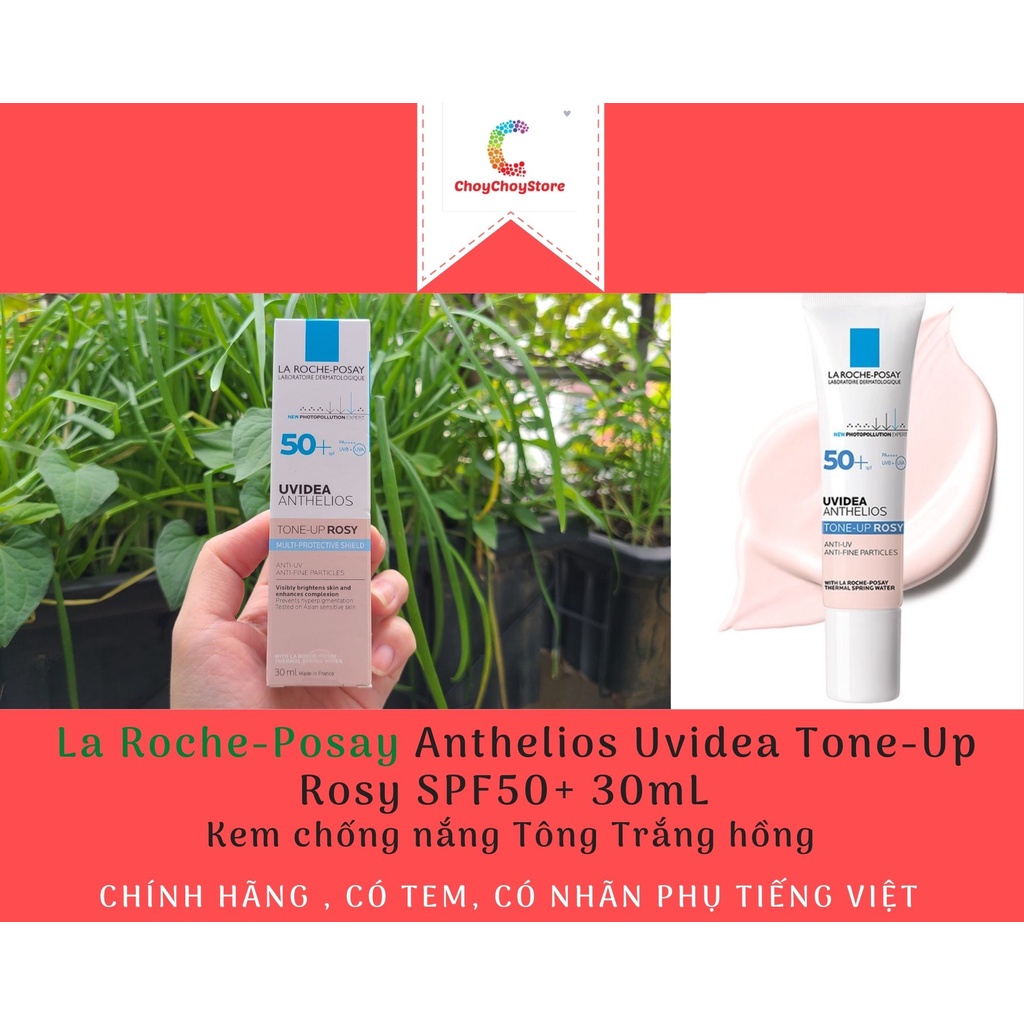 [TEM CHÍNH HÃNG]  La Roche Posay Anthelios Uvidea Tone Up Rosy SPF50+ 30mL  Kem chống nắng Tông Trắng hồng