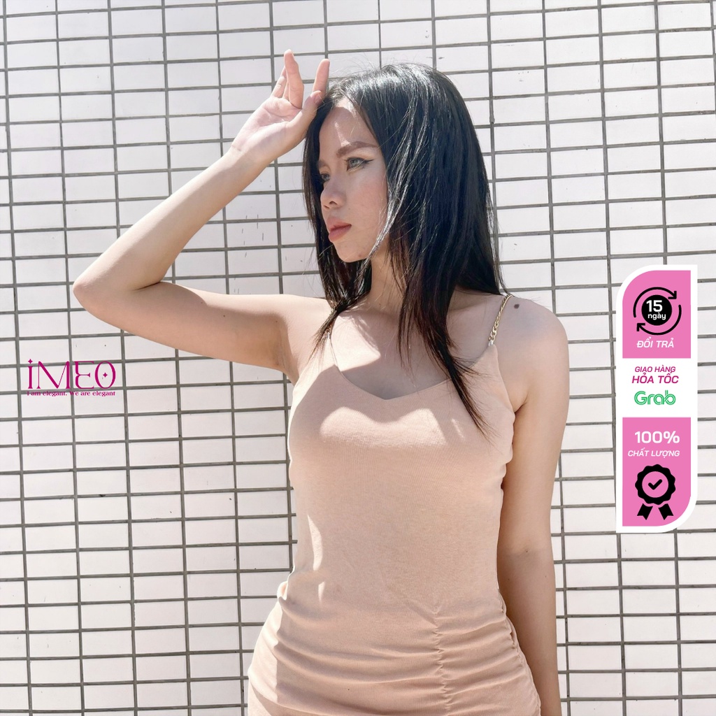 Đầm body đầm dây xích IMEO đầm xẻ tà vải thun borip dày dặn mịn đẹp ảnh thật