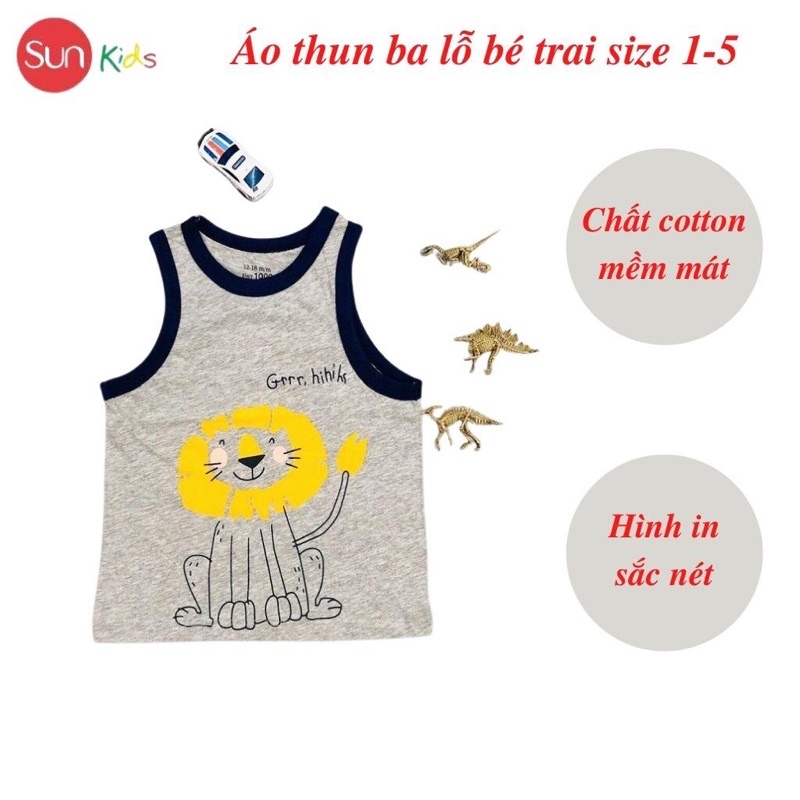 Áo thun ba lỗ bé trai, size nhí 1-5, hàng made in vn, chất cotton xuất dư đẹp - SUNKIDS1