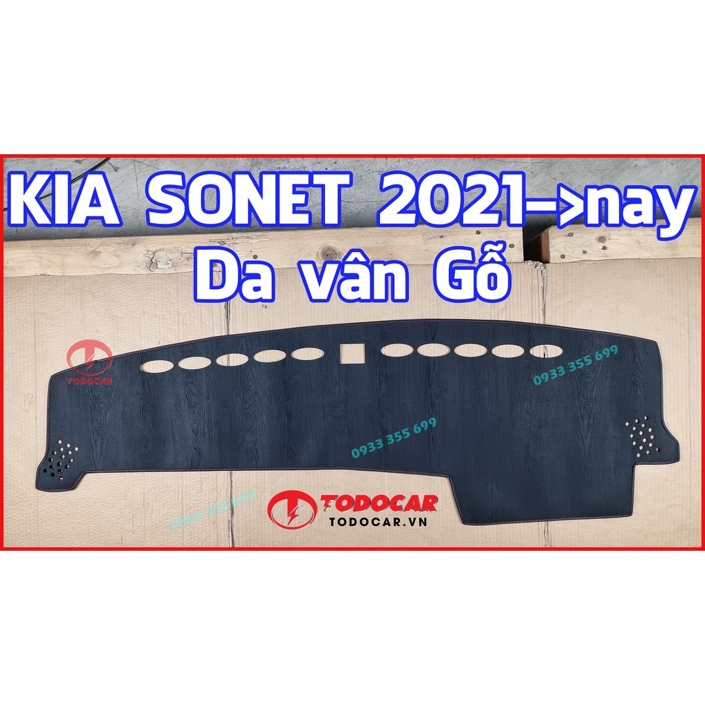 Thảm Taplo KIA SONET bằng Nhung lông Cừu, Da vân Carbon, Da vân Gỗ 2021 2022