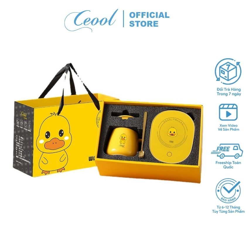 Đế hâm nóng đồ uống giữ nhiệt, bộ cốc điện đa năng cảm ứng thông minh, Bảo hành 12 tháng – Ceool Store