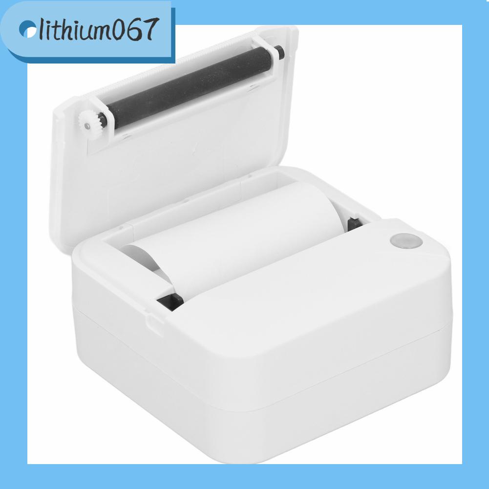 Lithium067 Máy in nhãn nhiệt mini cầm tay Độ phân giải 200dpi ồn thấp hóa đơn sạc USB cho ảnh Trắng