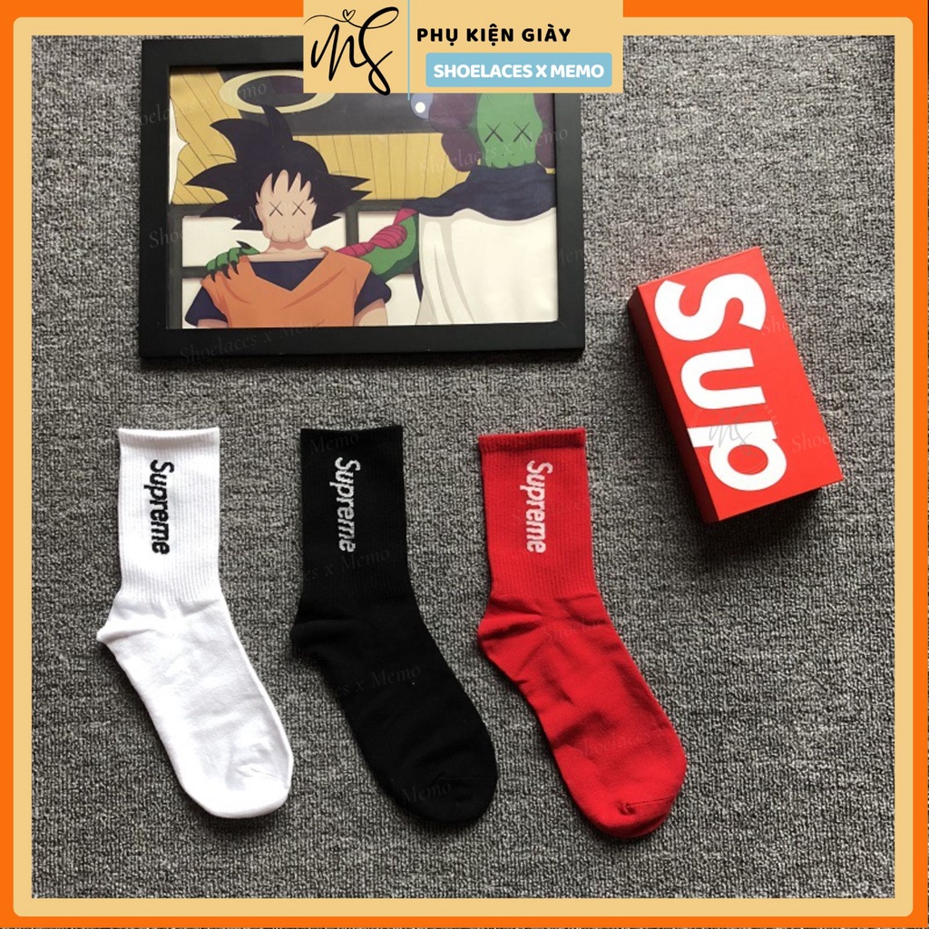Combo 3 đôi tất Supreme full box ,tất vớ cao cổ Supreme Crew Socks SPT3- [ Tặng Kèm Đầu Dây Giày ]