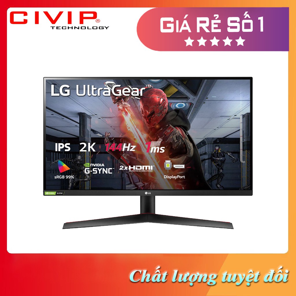 Màn hình máy tính LG UltraGear™ 27'' IPS QHD 144Hz 1ms (GtG) NVIDIA® G-SYNC® Compatible HDR 27GN800-B - Hàng Chính Hãng