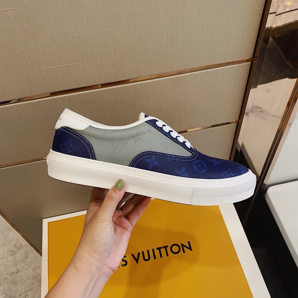 Giày sneakers nam cao cấp da thật Louis Vuitton LV thiết kế bắt mắt, trẻ trung và kiểu dáng dễ phối đồ