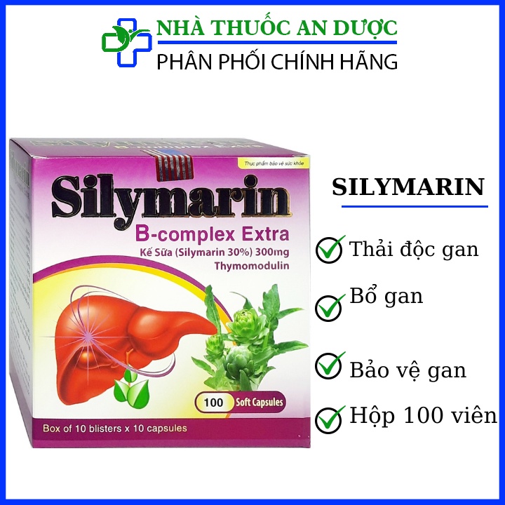 Viên uống bổ gan SILYMARIN B-COMPLEX EXTRA giải độc gan, mát gan, hạn chế tổn thương do bia rượu - Hộp 100 viên