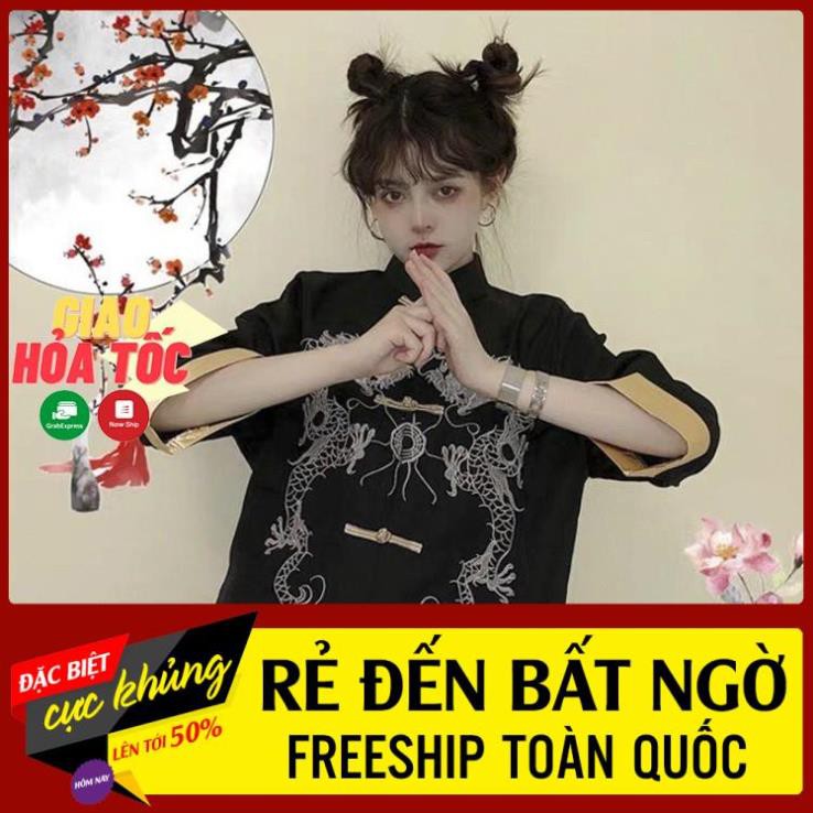 Áo shanghai nam nữ thêu rồng tay lỡ phong cách Trung Hoa cổ trang ྇