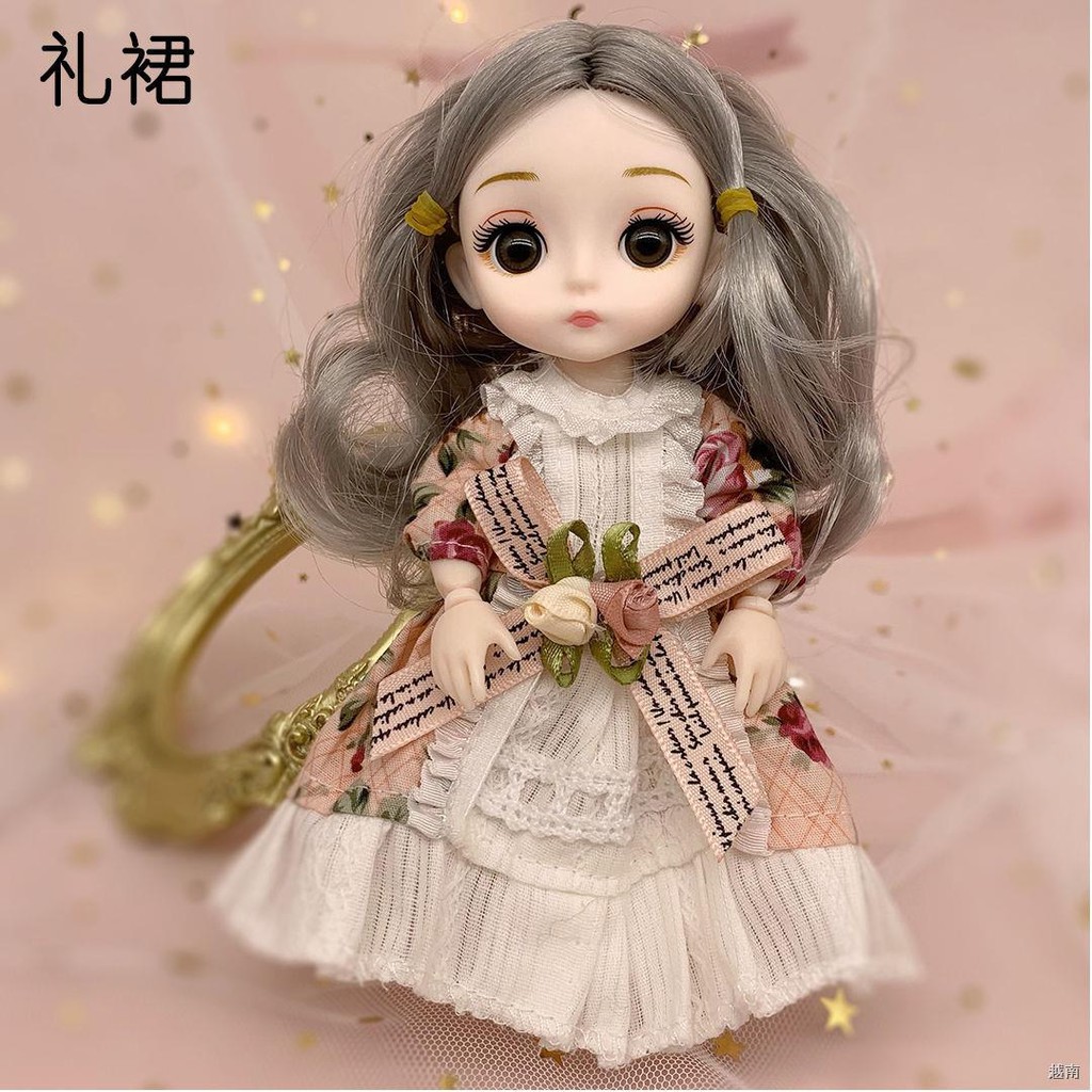 ∈17cm Búp bê Barbie 21 khớp có thể cử động cô gái công chúa đồ chơi mini ăn mặc dễ thương set bjd lớn