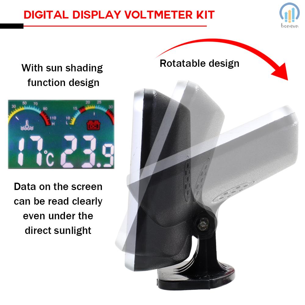 Đồng hồ đo nhiệt độ nước màn hình LCD 1/8 10mm cho xe hơi