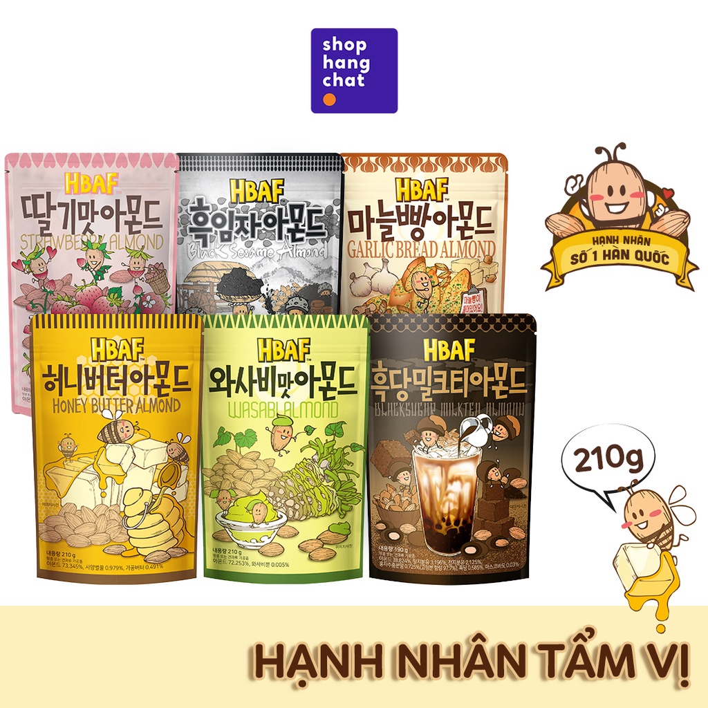 Hạnh nhân tẩm vị HBAF gói 210g - Hàn Quốc