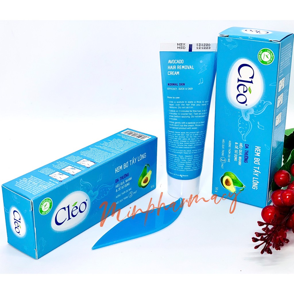 Kem Bơ Tẩy Lông CLEO Xanh cho Da thường, sạch lông trong 5 phút Tuýp 50g - Minpharmacy