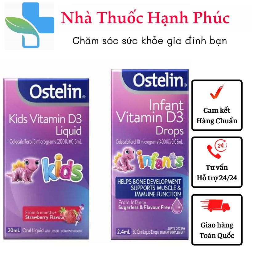 Vitamin D3 Ostelin, D3 Drops Ostelin 2.4ml, D3 Liquid Ostelin 20ml - Hàng nội địa Úc