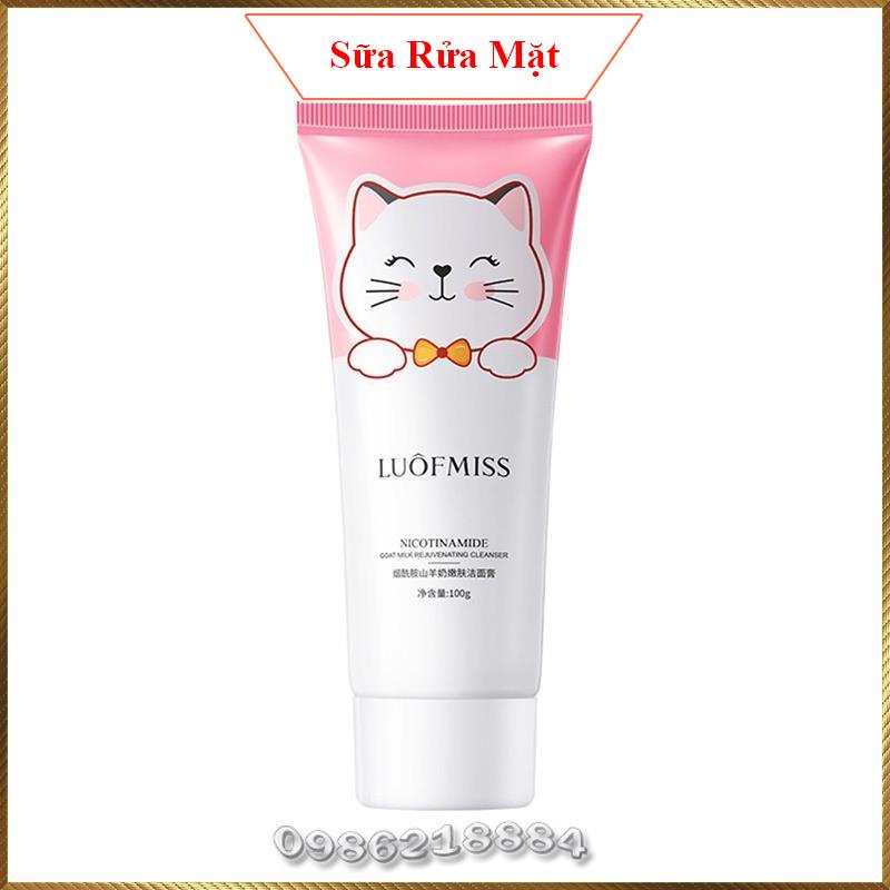 Sữa rửa mặt trẻ hoá sữa dê LUÔFMISS Nicotinamide đậm đặc làm sạch sâu trắng mịn da SLN1