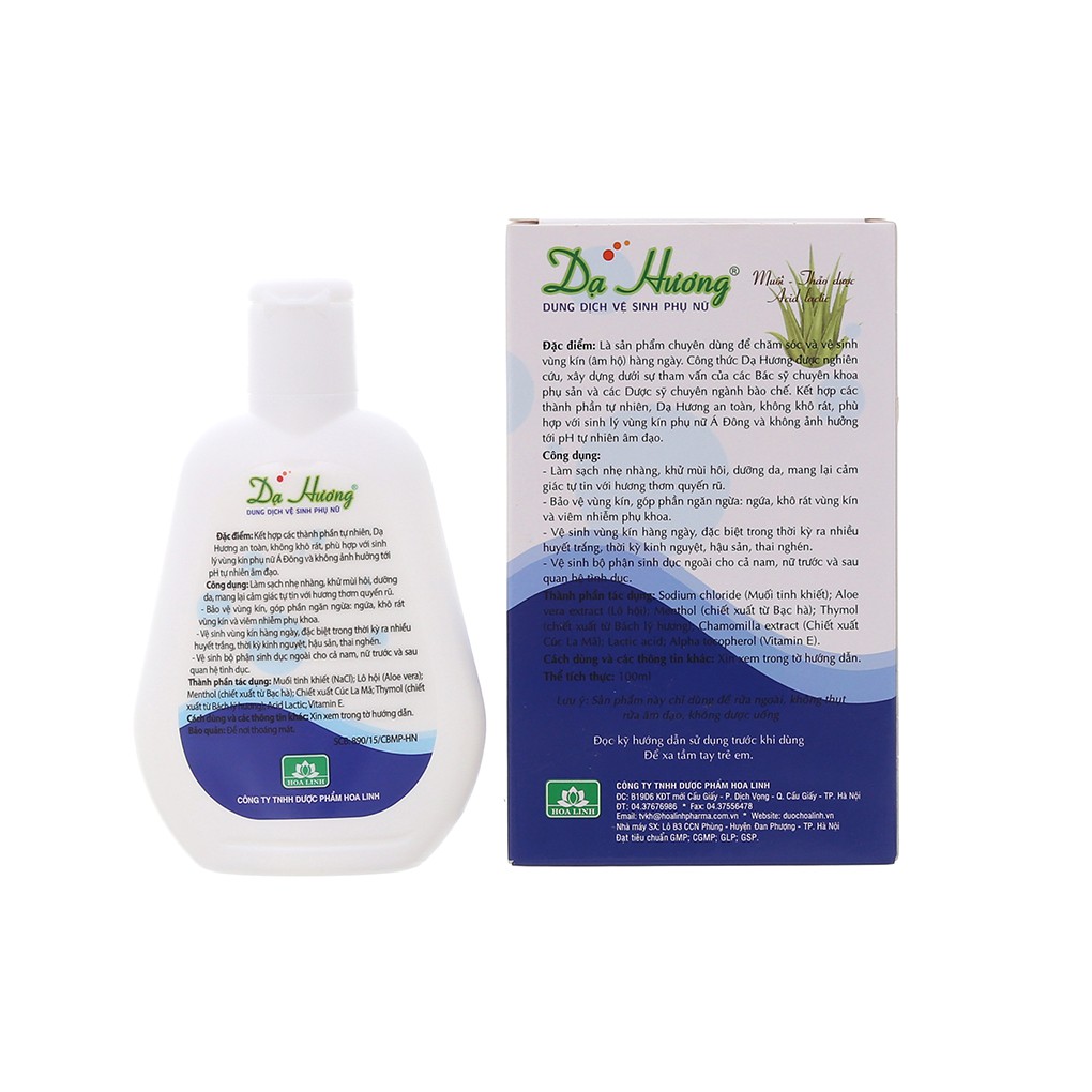 Dung dịch vệ sinh phụ nữ Dạ Hương Xanh Dương (nha đam) 100ml - sạch nhẹ, khử mùi hôi, bảo vệ vùng kín - cvspharmacy