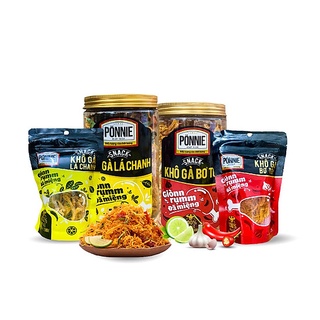Snack Khô Gà Ponnie lá chanh/bơ tỏi giòn rụm gói 25gr