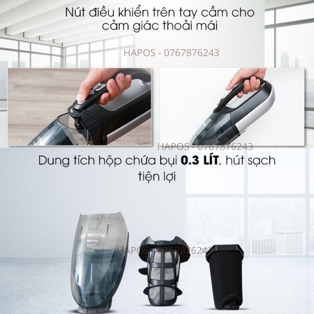 Máy hút bụi LocknLock cầm tay ENV336BLK 400w có dây lực hút mạnh đa dạng đầu hút, gọn nhẹ - Hapos