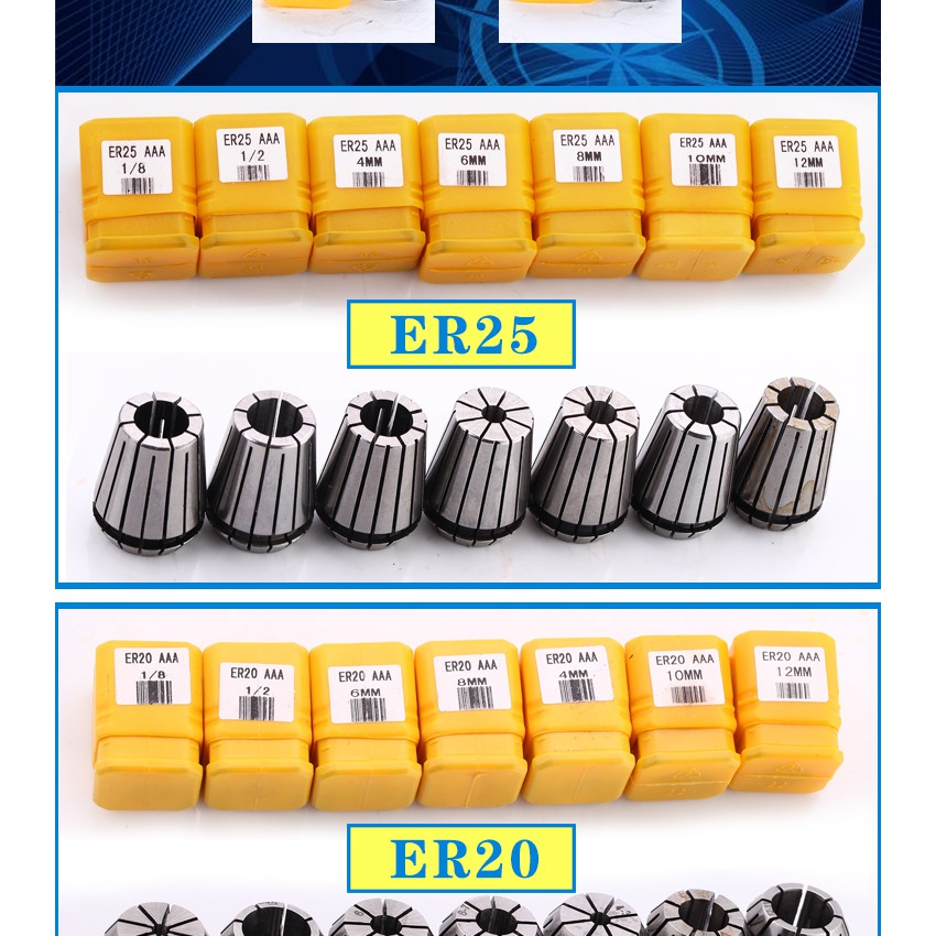 Collet kẹp dao- Đầu kẹp dao ER11, ER16, ER20, ER25, ER32, ER40