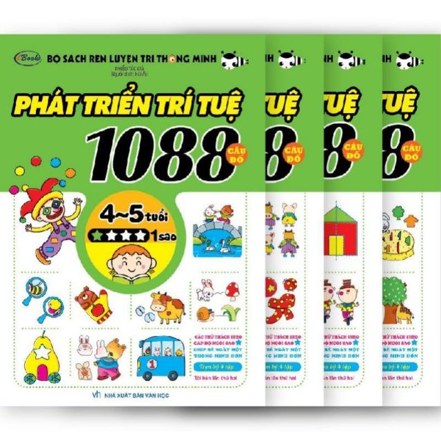 Sách - 1088 Câu đố phát triển trí tuệ 4-5 tuổi (bộ 4 quyển) - Tái bản 2019