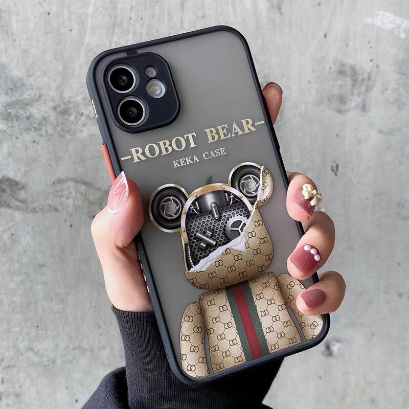 Ốp Lưng iPhone Nhám, Chống Bẩn, Chống Vân Tay in Hình Robot BEAR ip 7pLus,8Plus,x,xs,xsmax,11,12,13,Pro,ProMax