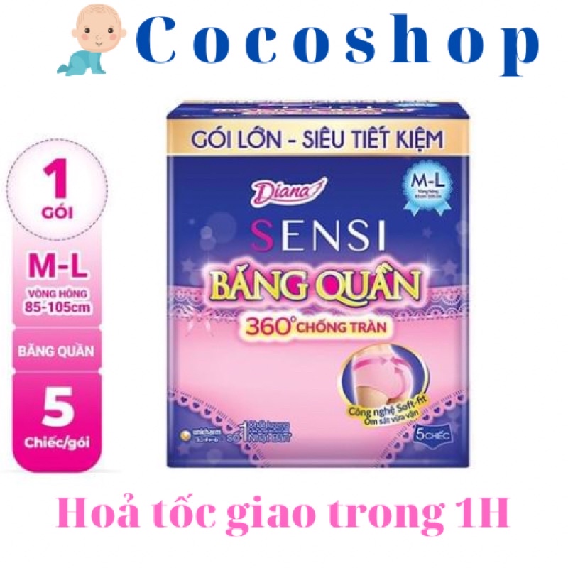 Ban đêm dạng quần Diana size M/L gói lớn siêu tiết kiệm 5 chiếc/ gói