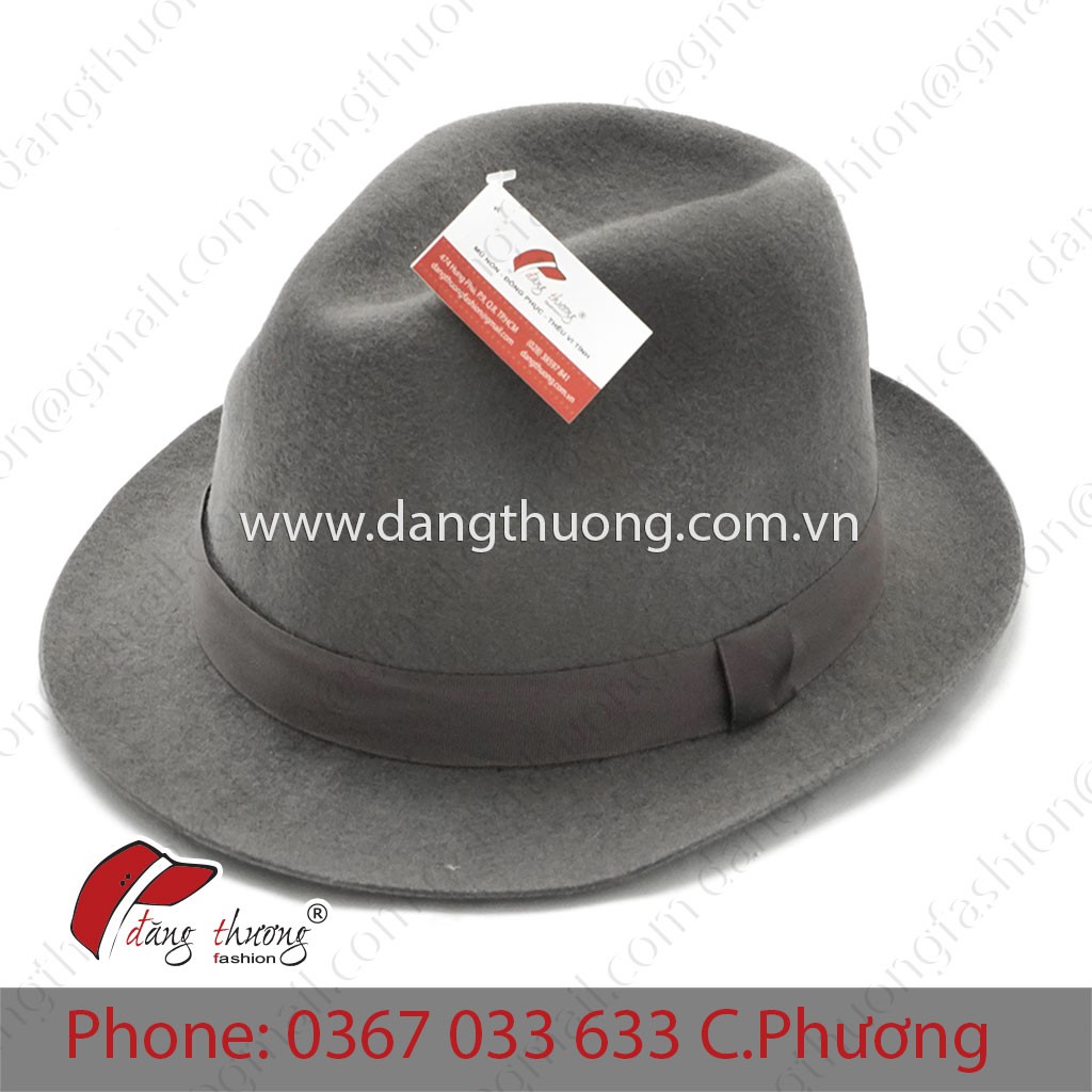 Mũ nón phớt fedora chất liệu nỉ/ dạ THẬT 100%, cao cấp cho trung niên, lớn tuổi, người già, cổ điển vintage - MÀU GHI