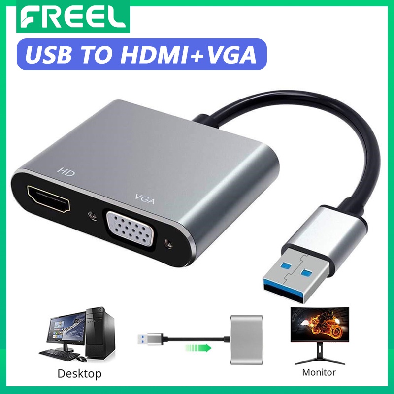 Bộ ChuyểN ĐổI USB 3.0 Sang HDMI VGA 2 Trong 1 2K HD Sang HDMI 1080P Cho Windows 7/8/10 Mac OS