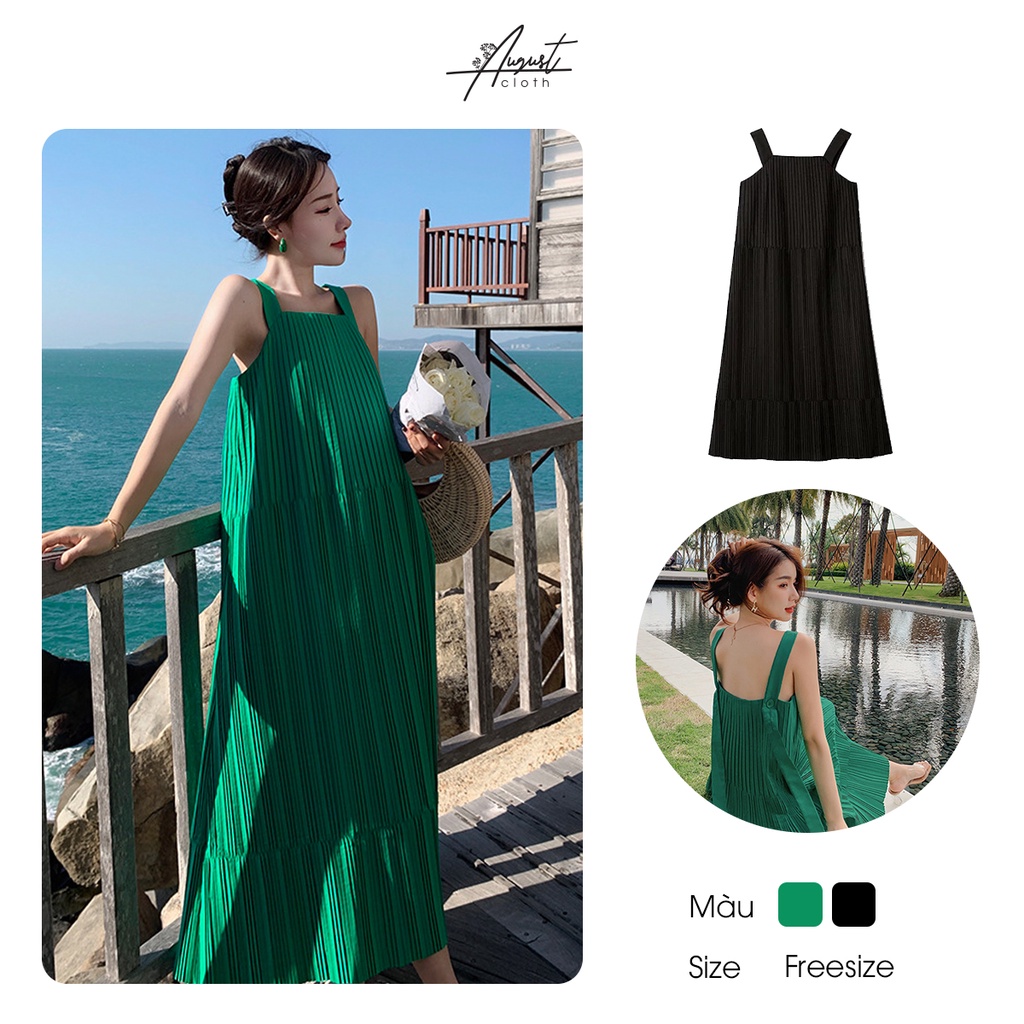 [Augustcloth] Đầm/ Váy đi biển xếp ly phong cách Hàn Quốc