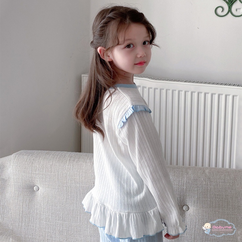 Set Đồ Ngủ 2 Món Gồm Áo Sơ Mi + Quần Dài Bằng Vải Cotton Thời Trang Xuân Thu Cho Bé Gái