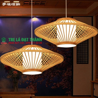 Chụp đèn mây tre trang trí quán ăn giá rẻ, chao đèn thả trần bằng tre