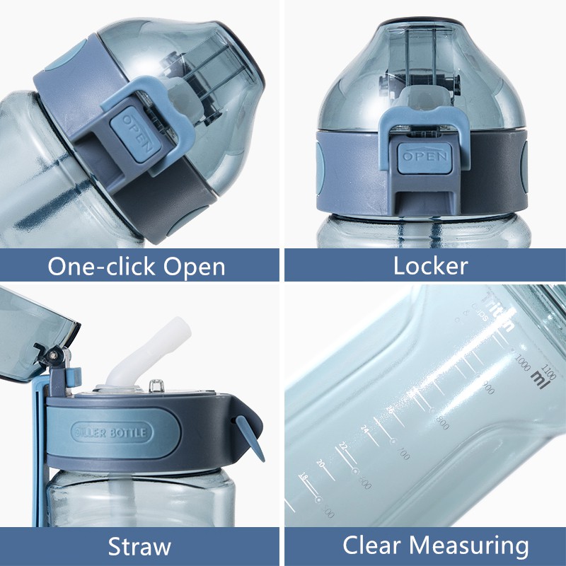 Bình nước DILLER có ống hút dung tích 400/1100ml nhiều màu sắc xinh xắn