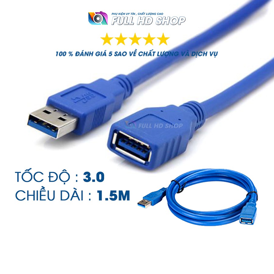 Cáp nối usb 3.0 - Dây nối cổng USB dài 1,5m tốc độ cao - Full HD Shop