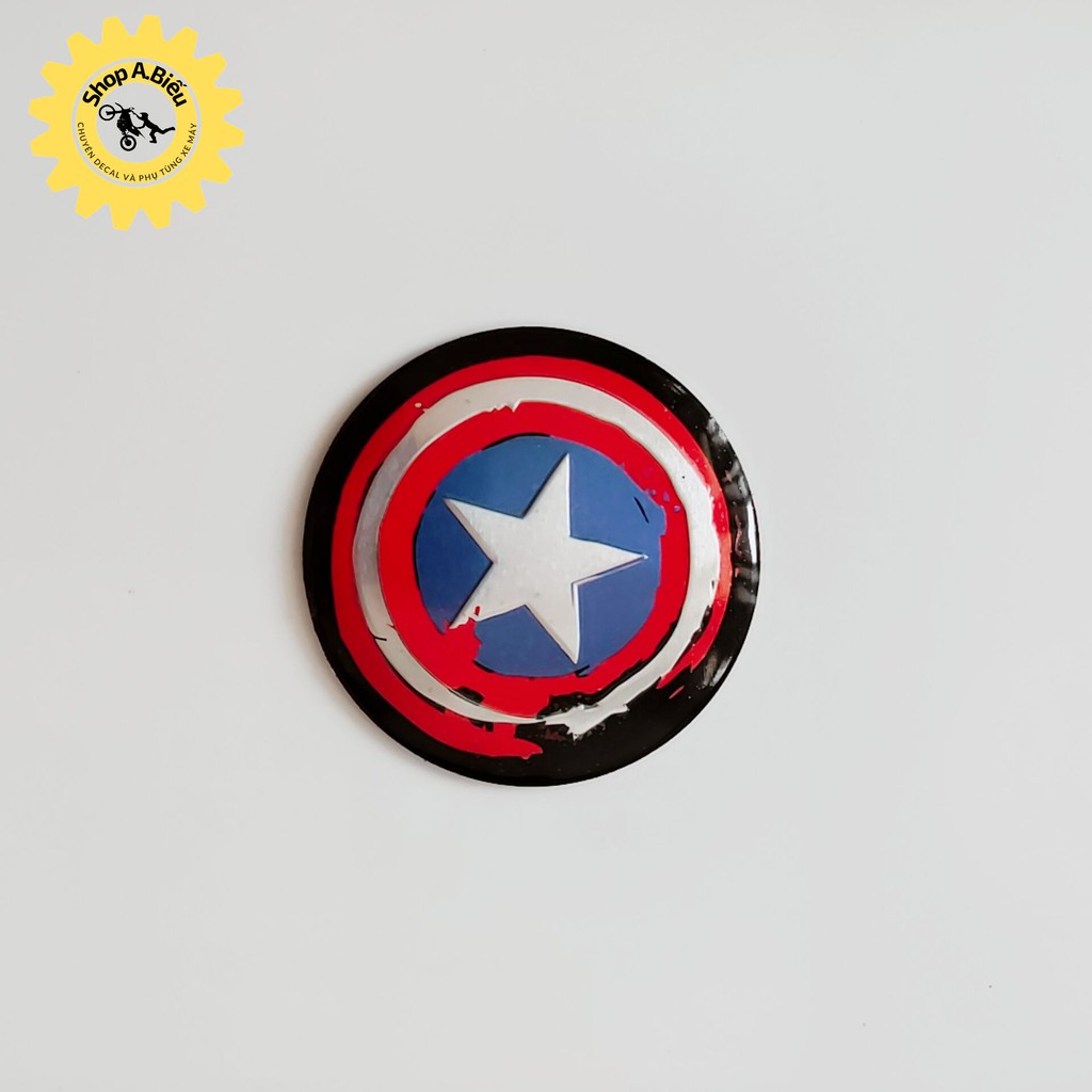 TEM DECAL NHÔM HÌNH KHIÊN CAPTION AMERICA