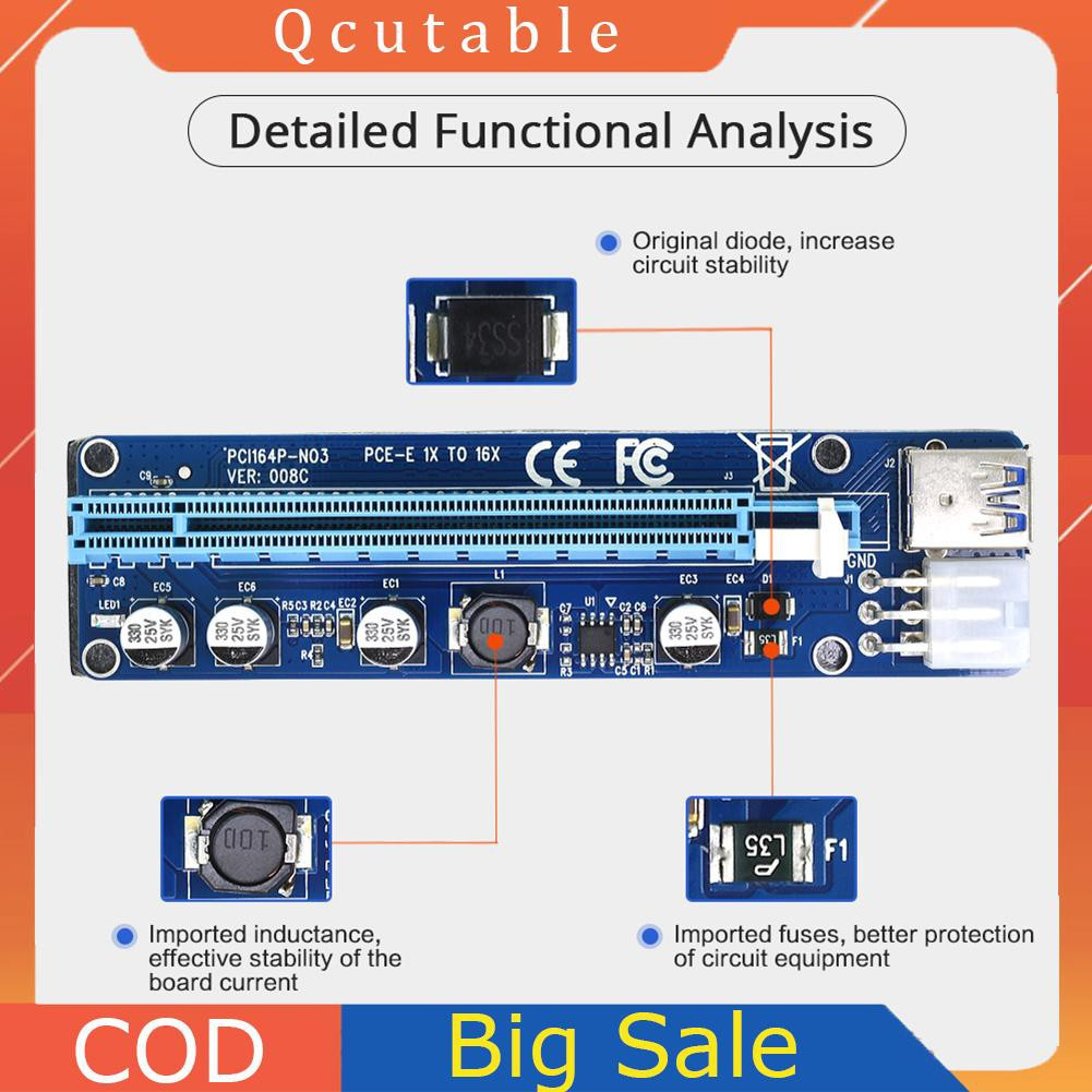 Card Chuyển Đổi Ver008C Usb 3.0 Pcie Pci-E Pci-E Pci Express 1x Đến 16x Cho Mining