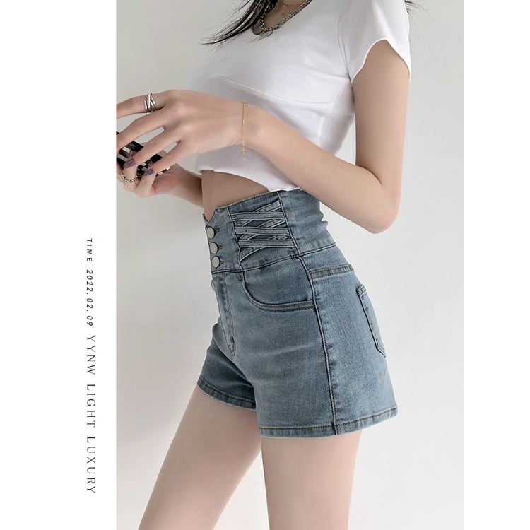 Porozi  Quần Short Jean Nữ Lưng Cao Thời Trang Hàn Quốc
