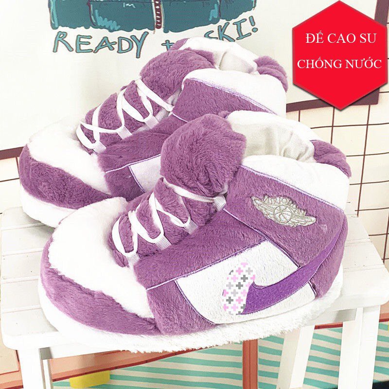 Dép bông đi trong nhà cute nữ ĐẾ CAO SU CHỐNG NƯỚC có thể đi ra đường và đi trong nhà, Giày sneaker bông HOT năm 2021