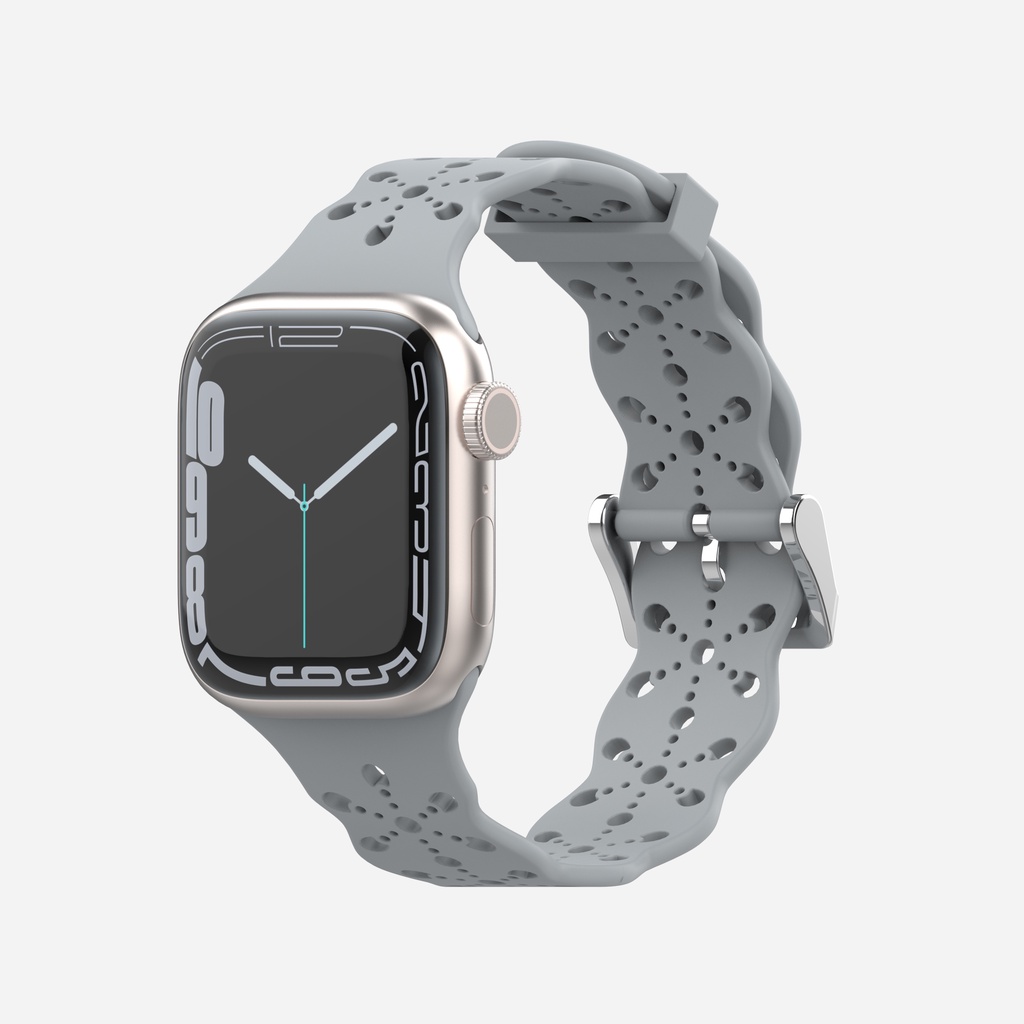 Dây Đeo Thay Thế Chất Liệu Silicon Thiết Kế Ren Hoa Cho Apple Watch Series 8 7 6 SE 5 4 3 Ultra 49mm 45mm 44mm 41mm 40mm