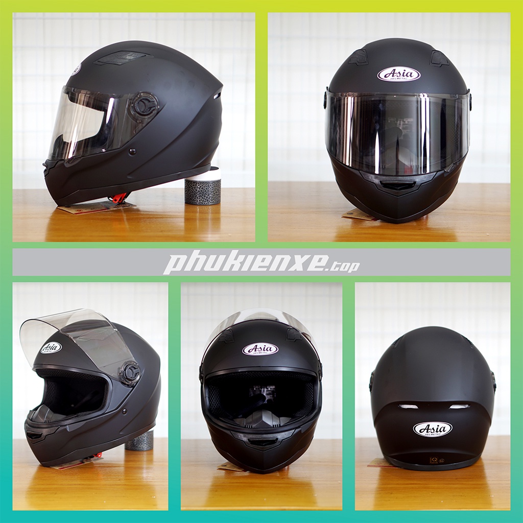 Mũ bảo hiểm full face M136 đen mờ ASIA, nón bảo hiểm xe máy chính hãng freesize 3 loại kính