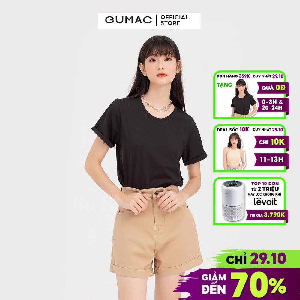 [Mã WABR296 giảm 10% tối đa 50k đơn từ 250k] Áo thun nữ cổ tròn tay lật GUMAC ATB788