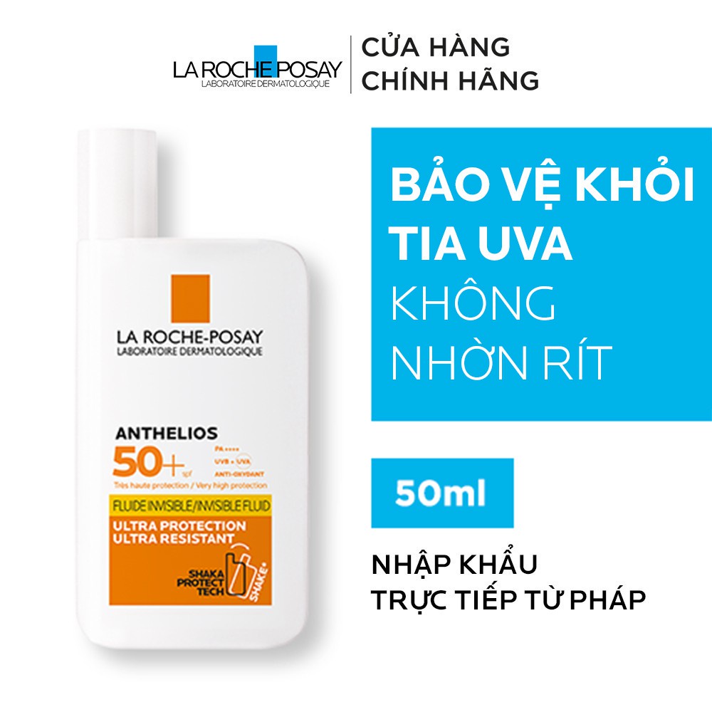 Kem chống nắng dạng sữa lỏng nhẹ không nhờn rít La Roche-Posay Anthelios Invisible Fluid SPF 50+ 50ml