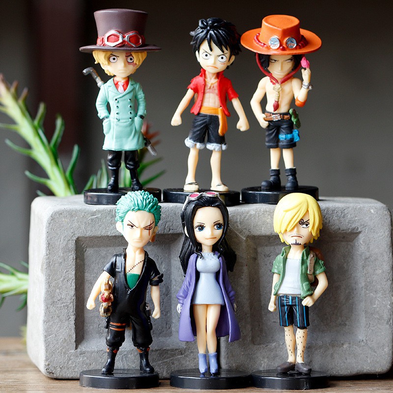 Bộ mô hình chibi 6 nhân vật One Piece - Luffy, Zoro, Sanji, Chopper, Nami, Robin, Franky, Brook, Usopp